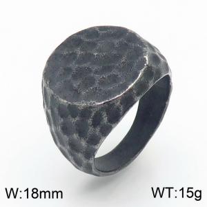 European retro punk wide face men's titanium steel round hammer ring finger - KR105964-KJX