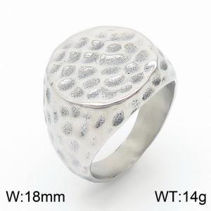 European retro punk wide face men's titanium steel round hammer ring finger - KR105965-KJX