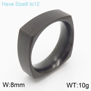 Japanese and Korean fashion titanium steel men square ring black - KR105967-KFC