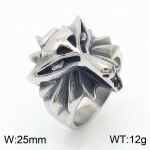 Men Punk  Stainless Steel Cartoon Wolf Head Jewelry Ring - KR106165-KJX