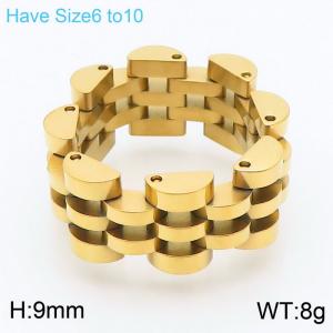 Gold Plated Stainless Steel Watchband Design Jewelry Ring - KR106192-KFC