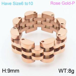 Rose Gold Stainless Steel Watchband Design Jewelry Ring - KR106193-KFC