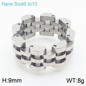 Silver Color Stainless Steel Watchband Design Jewelry Ring - KR106196-KFC