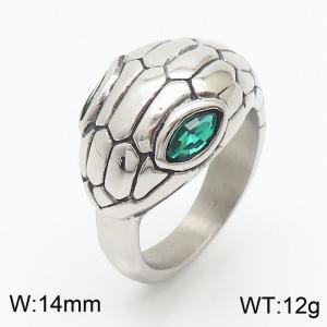 Unisex Stainless Steel Green Stone Eye Snake Head Jewelry Ring - KR106344-KJX