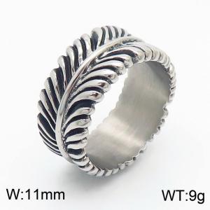 Classic Retro Ring Stainless Steel Feather Rings - KR106522-KJX