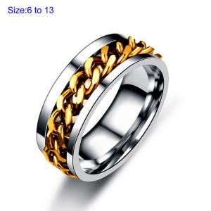 Stainless Steel Gold-plating Ring - KR107674-WGDC