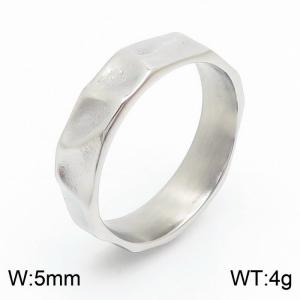 silver color irregular wave ring men's fashion simple concave and convex surface stainless steel jewelry - KR107702-KJX