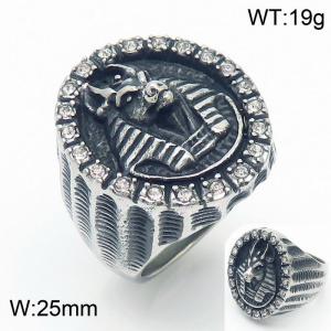 Stainless steel egyptian god of death style retro silver ring - KR107800-KJX