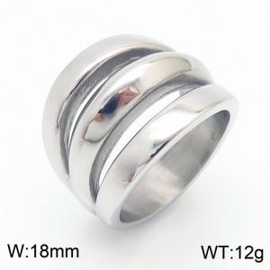 Stainless steel simple style hollow silver ring - KR107801-KJX