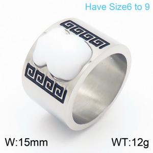 European and American fashion stainless steel ladies wide face tous ring - KR107808-K