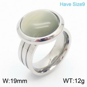 Euro-american style exaggerated round cat's eye ladies stainless steel ring - KR107824-K