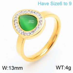 French premium sense water drop shape women's stainless steel ring - KR107831-K