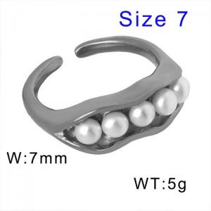 Silver Open Wedding Band With Pearls Light Weight Hypoallergenic Stainless Steel Silver Ring For Women - KR107911-WGML