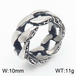 Stainless steel European and American minimalist retro personalized woven hollow charm ring - KR107934-KJX