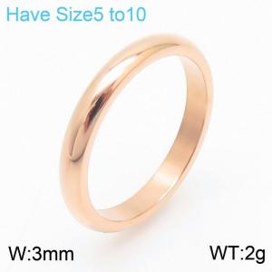 Stainless steel simple outer arc polished classic fashionable rose gold ring - KR107968-K