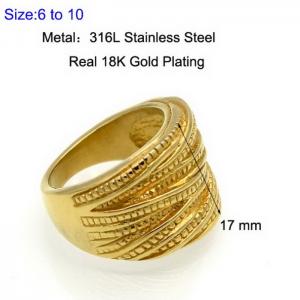 Stainless Steel Gold-plating Ring - KR108190-WGHL