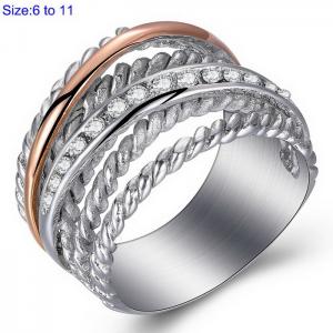 Stainless Steel Stone&Crystal Ring - KR108194-WGZJ