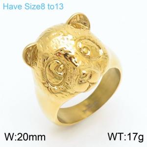 Stainless steel minimalist fashion panda shaped animal personalized jewelry gold ring - KR108199-KJX