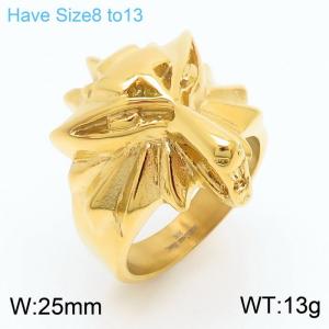 Stainless steel simple and fashionable lion shaped animal personalized jewelry gold ring - KR108200-KJX