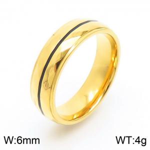 Simple Gold Color Stainless Steel Rhomboid Surface 6mm Width Rings For Women Men - KR108242-GC