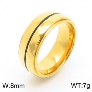Simple Gold Color Stainless Steel Rhomboid Surface 8mm Width Rings For Women Men - KR108244-GC