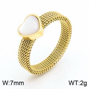 Love Stainless Steel Gold Heart RIngs for Women - KR108348-K