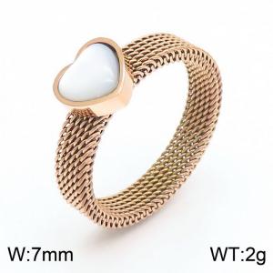 Love Stainless Steel Rose Gold Heart RIngs for Women - KR108350-K