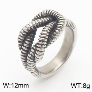 12mm Silver Color Twist Ring For Men - KR108354-KJX