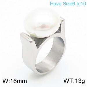 Women Elegant Stainless Steel&Pearl Jewelry Ring - KR108389-K
