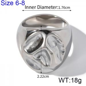 French style hammer patterned stainless steel women's ring - KR108506-WGJD