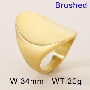 Oval Simplicity Brushed Women Stainless Steel Ring Gold Color - KR108591-K