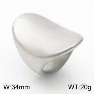 Oval Simplicity Brushed Women Stainless Steel Ring Silver Color - KR108592-K
