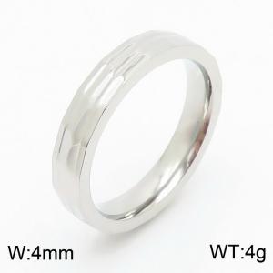 Fashionable stainless steel 4mm irregular pit charm silver ring - KR108594-GC