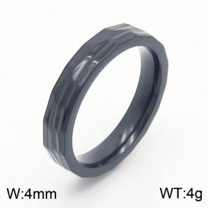Fashionable stainless steel 4mm irregular pit charm black ring - KR108621-GC