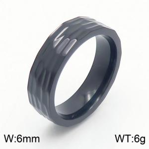Fashionable stainless steel 6mm irregular pit charm black ring - KR108622-GC