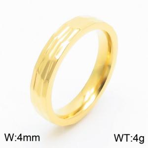 Fashionable stainless steel 4mm irregular pit charm gold ring - KR108639-GC