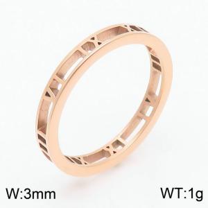 European and American fashion stainless steel Roman letter jewelry charm rose gold ring - KR108648-K