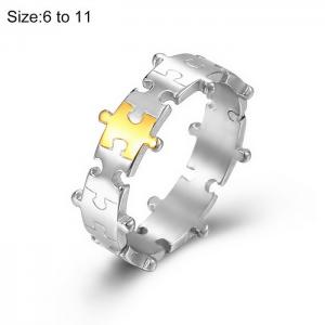 Chaoren Puzzle Couple Ring Couple: Small and Luxury Titanium Steel Ring - KR108696-WGQF