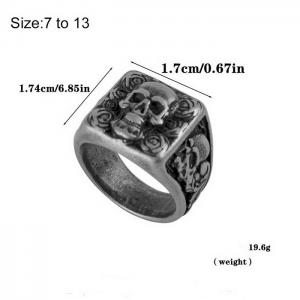 Vintage Dark Skeleton Men's Stainless Steel Ring - KR108702-WGSJ