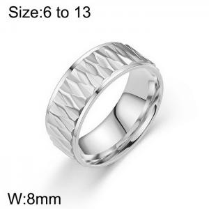 Versatile Steel Diamond Embossed Men's and Women's Ring - KR108707-WGDC