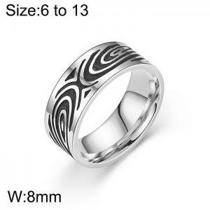 Vintage carved and oiled men's stainless steel ring - KR108710-WGDC