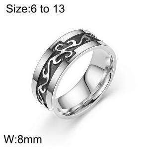 Vintage dragon pattern oiled men's stainless steel ring - KR108712-WGDC