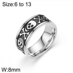 Halloween Retro Ghost Head Men's stainless steel Ring - KR108713-WGDC