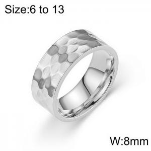 Retro floral hammer pattern men's stainless steel ring - KR108716-WGDC