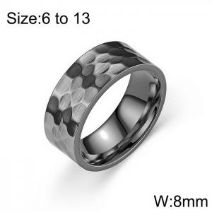 Vintage Vacuum Electroplated Black Embossed Imprint Pattern Men's Stainless Steel Ring - KR108717-WGDC