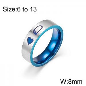 Hip Hop Poker Queen Stainless Steel Couple Ring - KR108718-WGDC