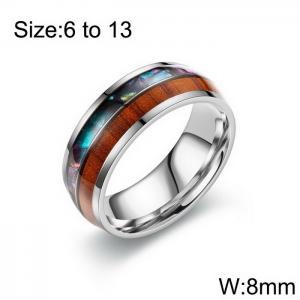 Vintage Shell Wood Grain Men's Stainless Steel Ring - KR108742-WGDC