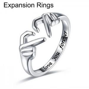 Fashionable love you forever stainless steel ring for couples with open heart - KR108752-WGDC