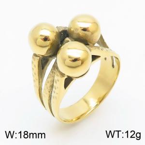 Fashion Stainless Steel Ball Ring  electroplated in 18K gold - KR1087555-K