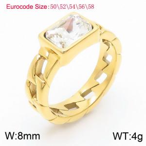 Stainless Steel White Stone Charm Rings Gold Color - KR1087660-GC